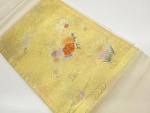 金彩花々に松藤・流水・鴛鴦模様刺繍名古屋帯